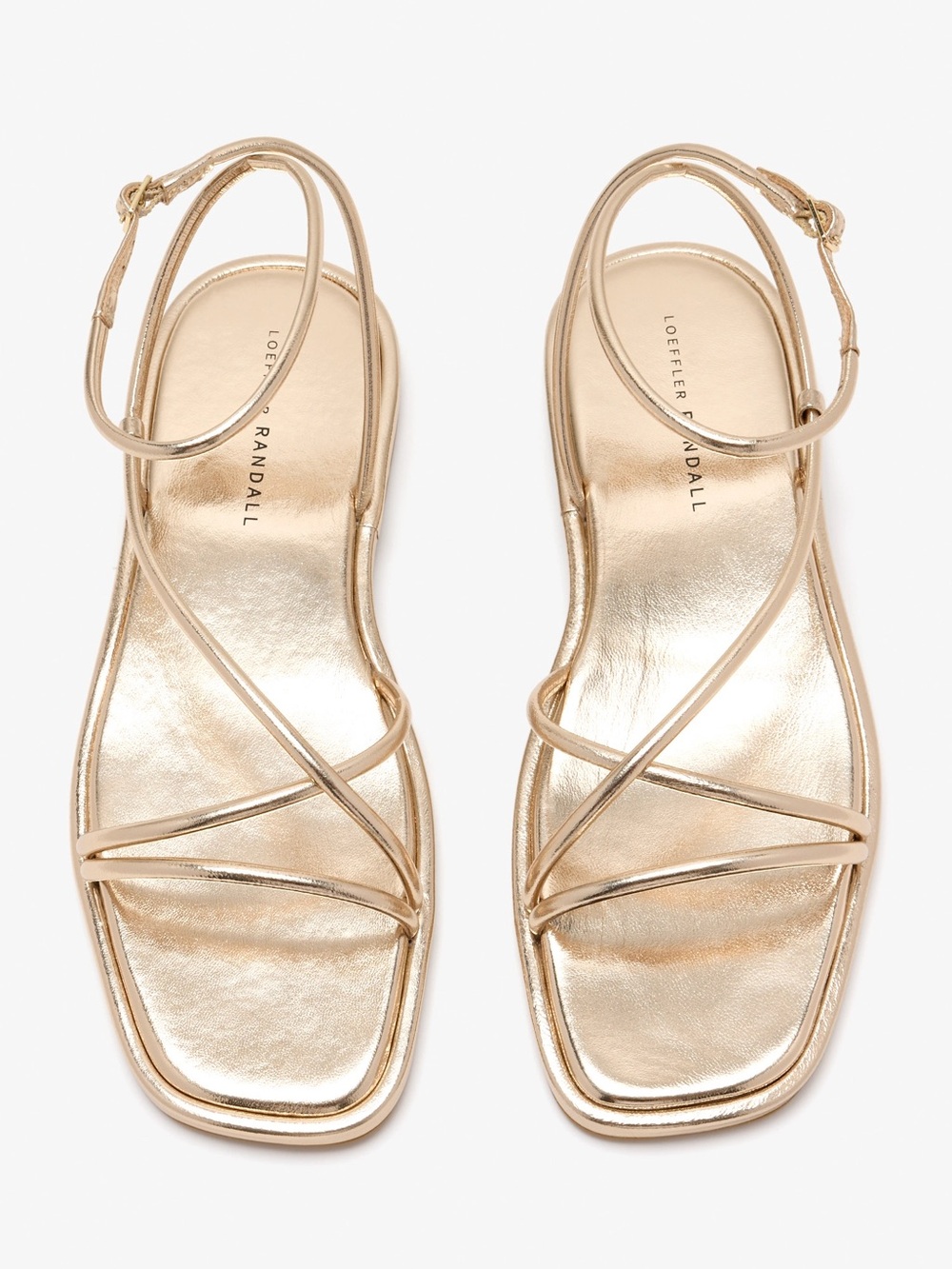 Loeffler Randall Noor Ankle Strap Gold Metallic Sandal Size 6